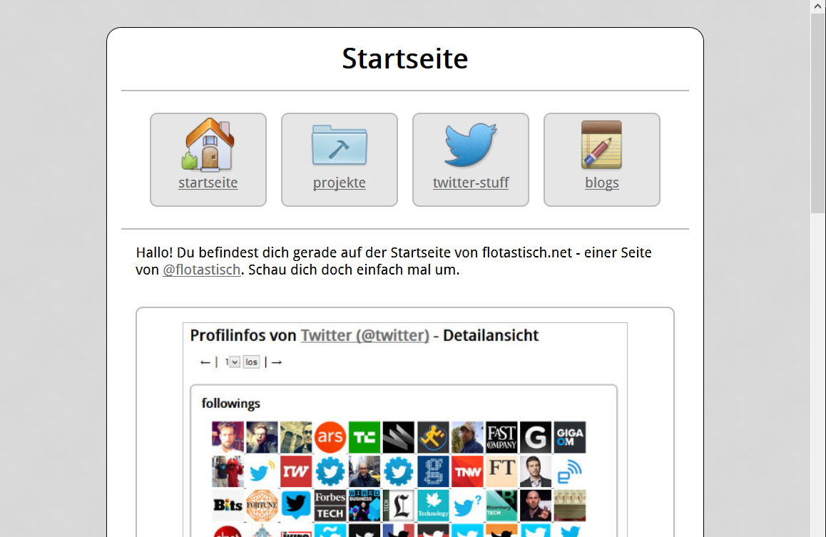 Screenshot der alten Seite